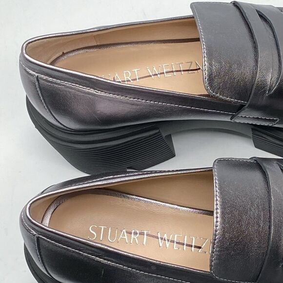 Stuart Weitzman Metallic Leather Lug-Sole Loafers size 8.5 - Picture 5 of 12